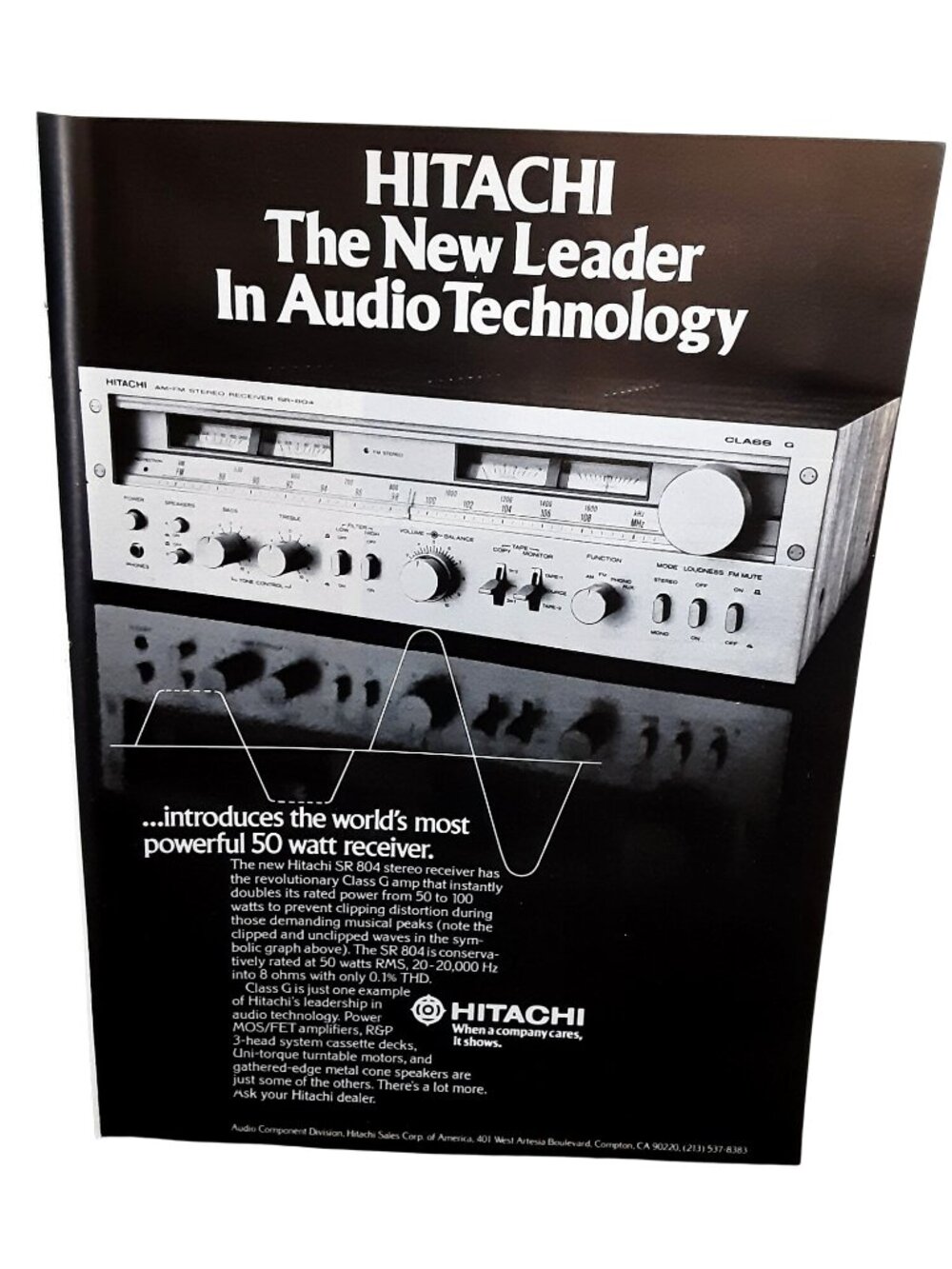 1978 Hitachi SR-804 Stereo Receiver Vintage Print Ad Class G Audio